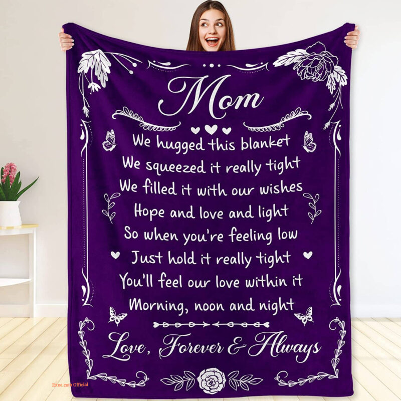 Mom from Daughter Son Quilt Blanket. Luxurious Super Soft Quilt Blanket
