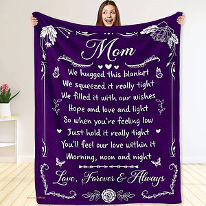 Mom from Daughter Son Quilt Blanket. Luxurious Super Soft Quilt Blanket - Super King - Ettee