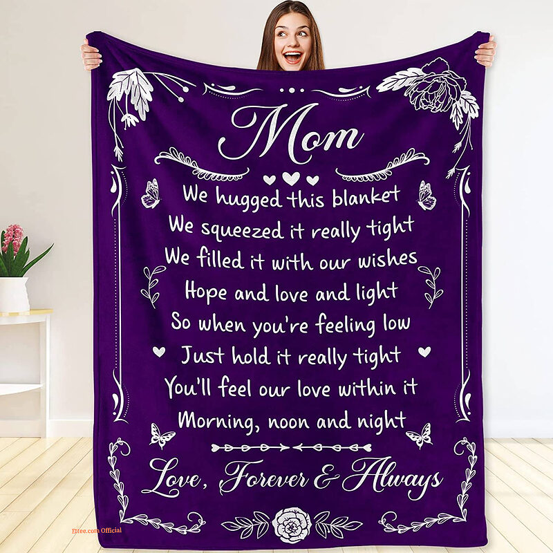 Mom from Daughter Son Quilt Blanket. Luxurious Super Soft Quilt Blanket - Super King - Ettee
