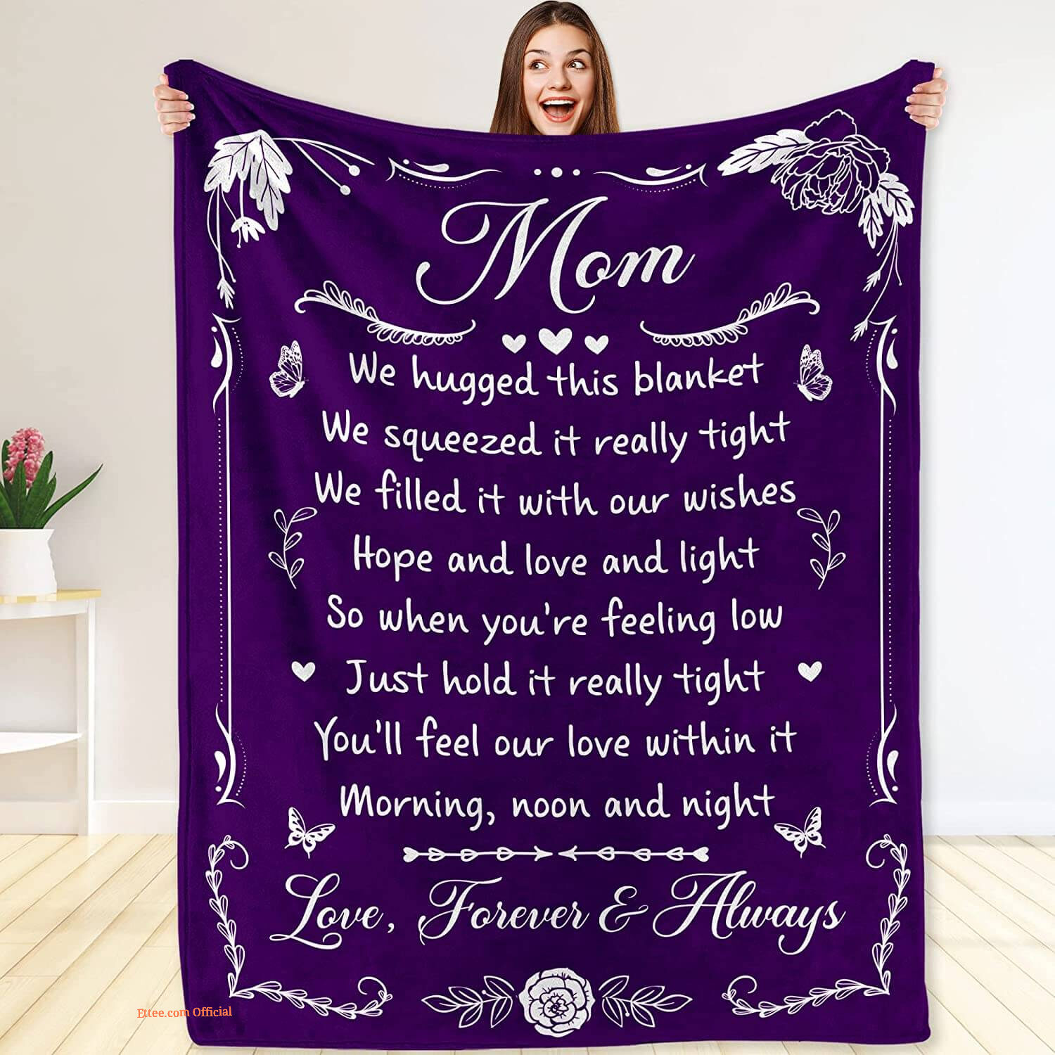 To My Mom Rose Throw Fleece Blanket Gift From Daughter Christmas Birthday Blanket - Ettee - Birthday