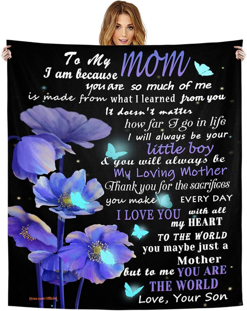 Mom from Son Blanket Soft Mom Blanket for Mom Personalized Flannel Throw Blanket