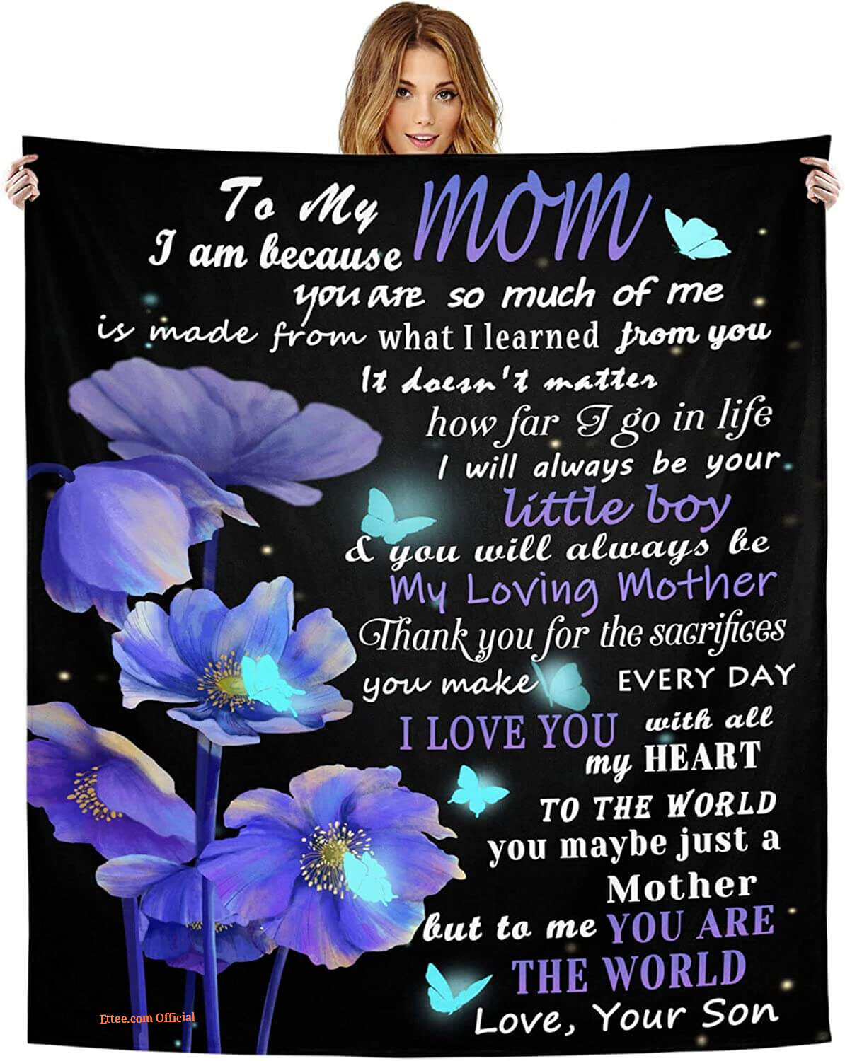 To My Mom Rose Throw Fleece Blanket Gift From Daughter Christmas Birthday Blanket To My Mom Rose Throw Fleece Blanket Gift From Daughter Christmas Birthday Blanket - Ettee - Birthday