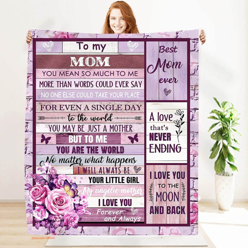 Mom Gift from Daughter Quilt Blanket. Luxurious Super Soft Quilt Blanket. Best Mom Ever Gifts