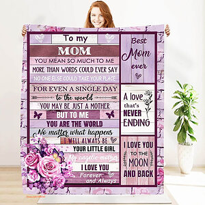 Mom Gift from Daughter Quilt Blanket. Luxurious Super Soft Quilt Blanket. Best Mom Ever Gifts - Super King - Ettee