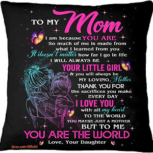 Square Pillow for Mother from Daughter Son I Am Because You are Daughter - Super King - Ettee