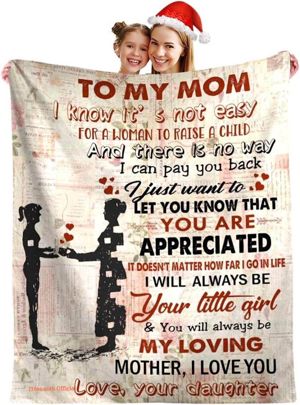 To My Mom Rose Throw Fleece Blanket Gift From Daughter Christmas Birthday Blanket - Ettee - Birthday