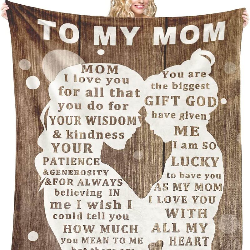 Throw Blanket Mom Gifts from Children Soft Love and Warm Birthday Gifts for Her Christmas Blanket - Super King - Ettee