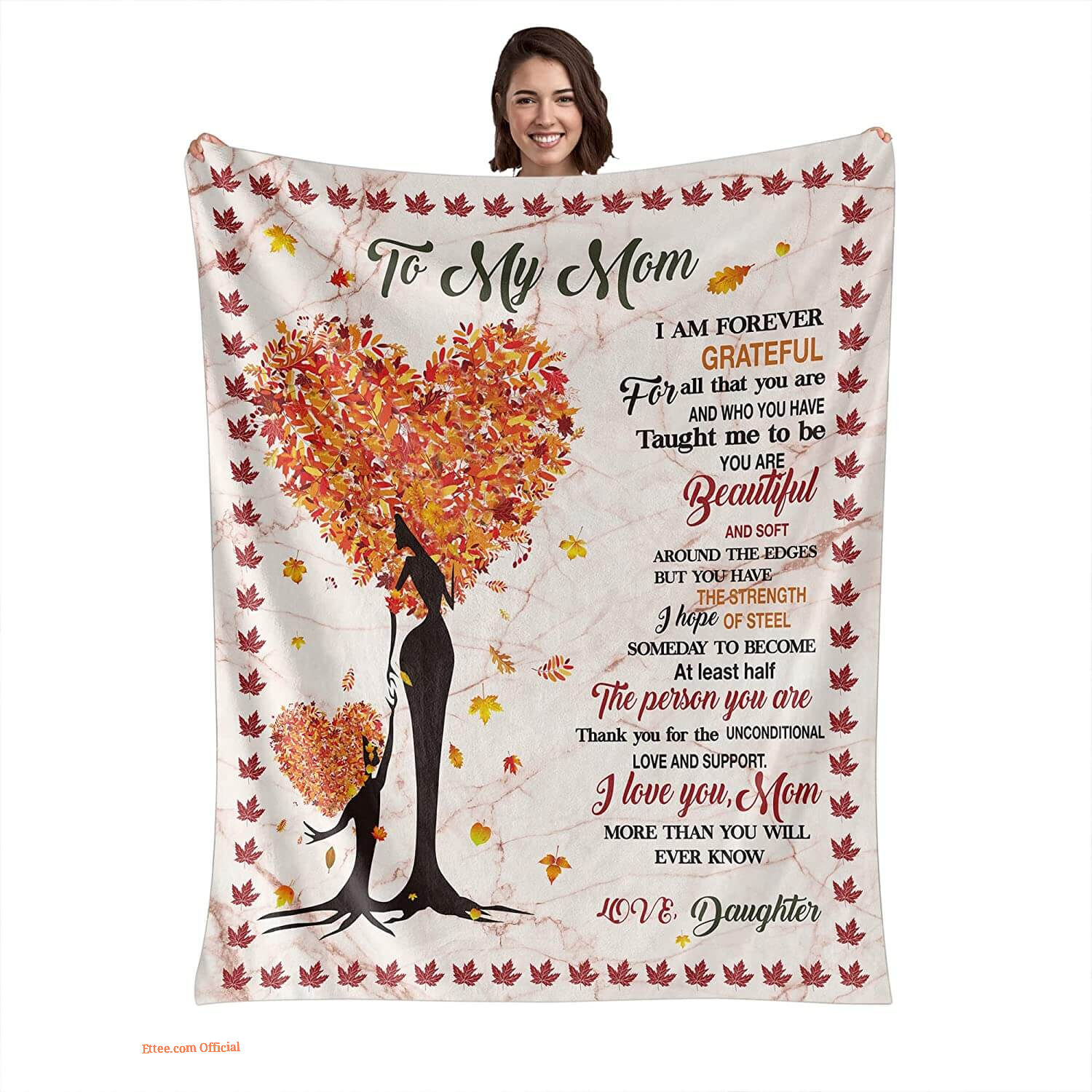 To My Mom Rose Throw Fleece Blanket Gift From Daughter Christmas Birthday Blanket - Ettee - Birthday