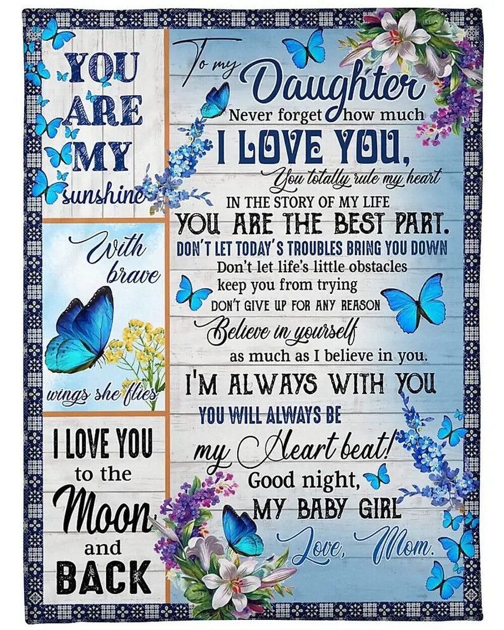 To My Mom Rose Throw Fleece Blanket Gift From Daughter Christmas Birthday Blanket To My Mom Rose Throw Fleece Blanket Gift From Daughter Christmas Birthday Blanket - Ettee - Birthday