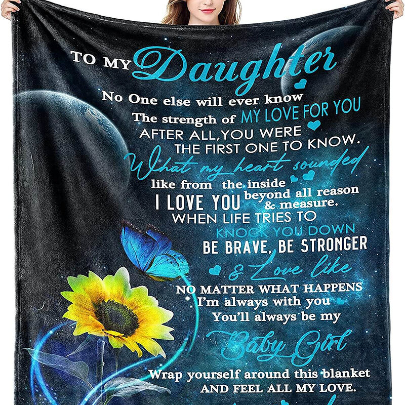 Gift for My Daughter Quilt Blanket from Mom. Luxurious Super Soft Quilt Blanket - Super King - Ettee