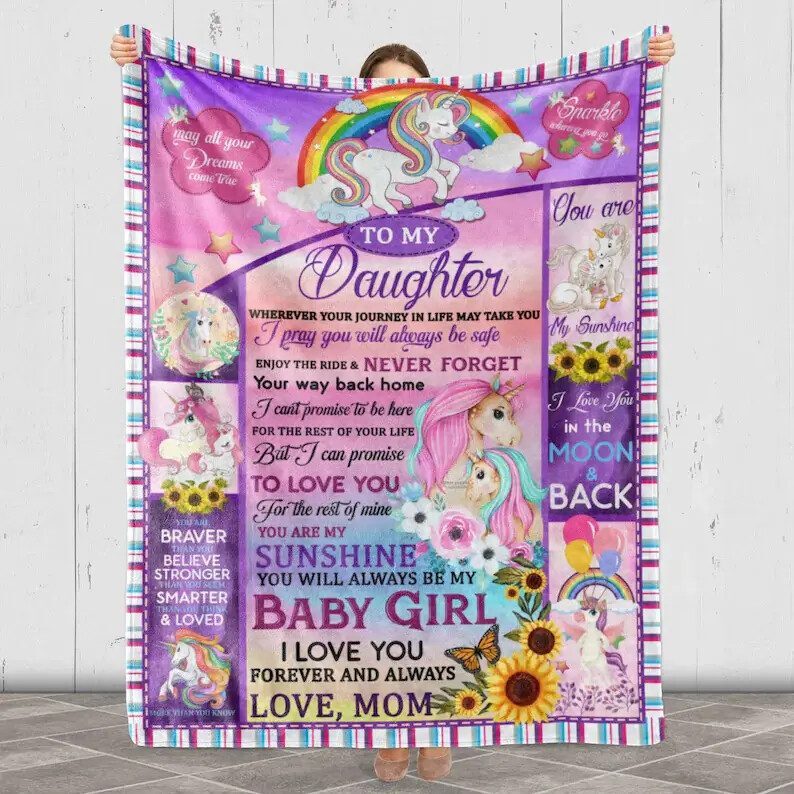 Unicorn Blanket To My Daughter I Love You Unicorn Quilt Blanket Unicorn Blanket For Daughter From Mom