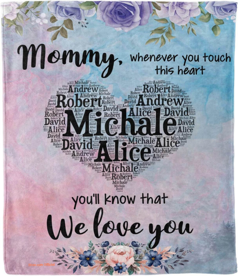 Mom and Kid Name Blanket Gift for Mother's Day.Mom's Birthday from Daughter