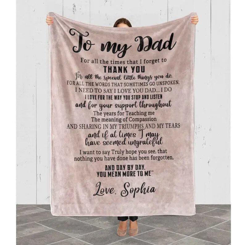 To My Dad I Love You Gift For Father's Day Emotional Gift For Dad From Kids Quilt Blanket For DaddyDadPapa Fleece