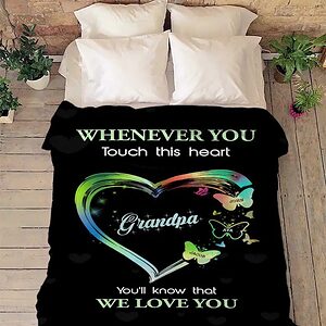 Butterfly Print Customized Blanket For NanaGrandmaGrandpa.Gift From GrandkidsCustom Gift For Nana - Super King - Ettee