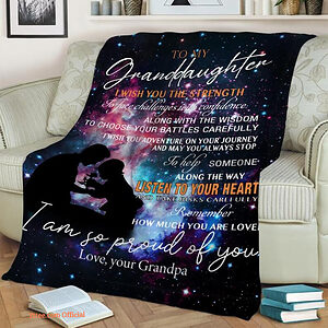 My Granddaughter I Wish You The Strength Love Your Grandpa Fleece Quilt Blanket - Super King - Ettee