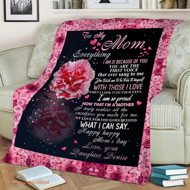 To my mom everything Rose Fleece Blanket.Mink Blanket.Sherpa Blanket.Anniversary Gift.Family Blanket Gift - Super King - Ettee