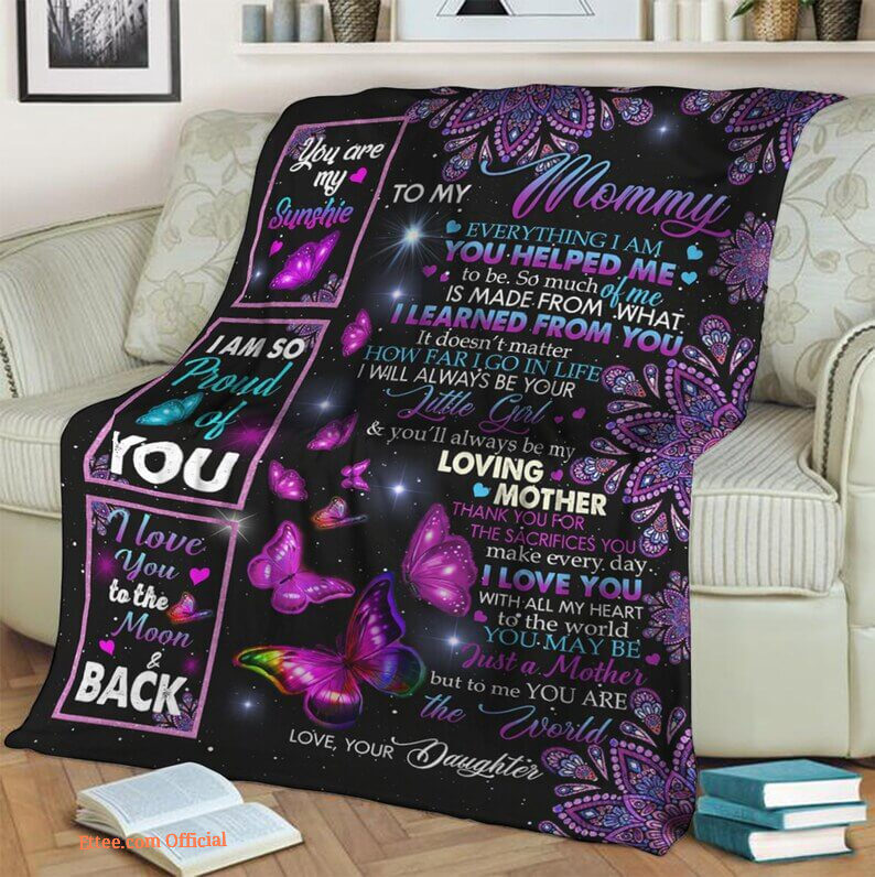 To My Mom From Daughter.You Are My Sunshine  Fleece Blanket.Mink Blanket.Sherpa Blanket.Anniversary Gift.Family Blanket Gift