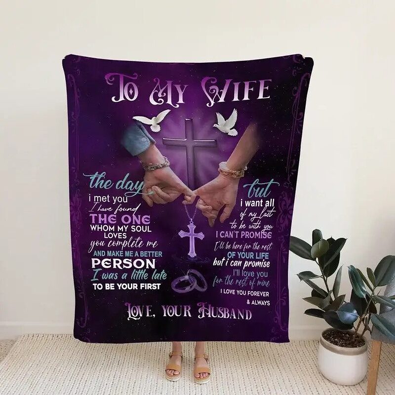 To My Wife Blanket.Couple Blanke.Family Throw Blanket - Super King - Ettee