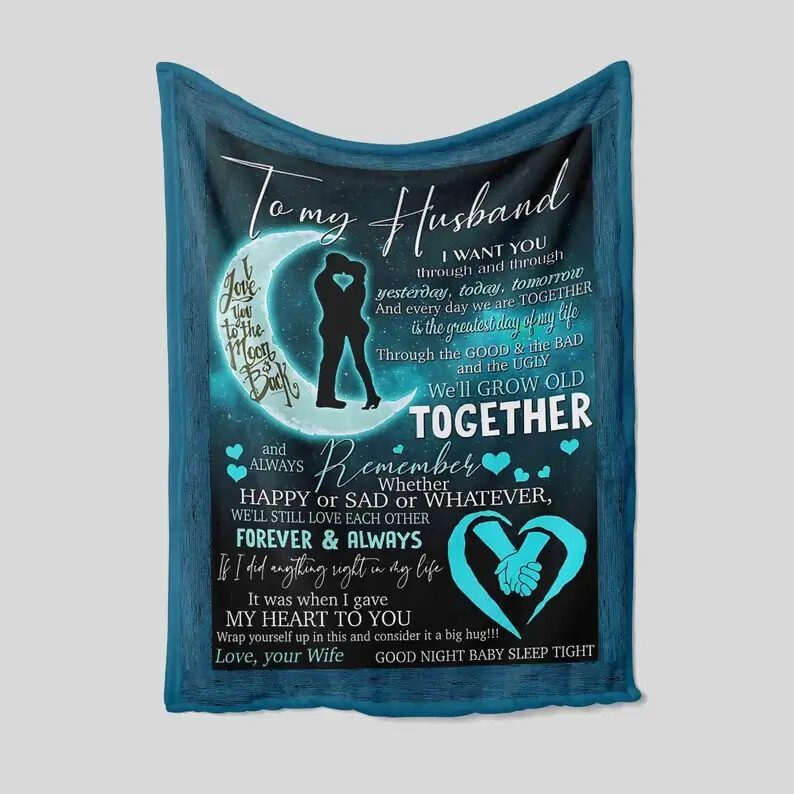 To My Husband Blanket.Moon Blanket.Couple Blanket.Family Blanket.Gift Blanket