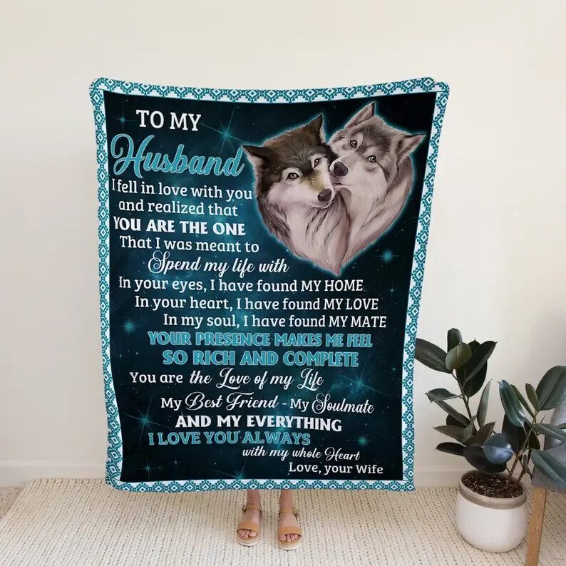 To My Husband Blanket.Wolves Blanket.Gift Blanket.Blanket For Couple.Wedding Anniversary Blanket