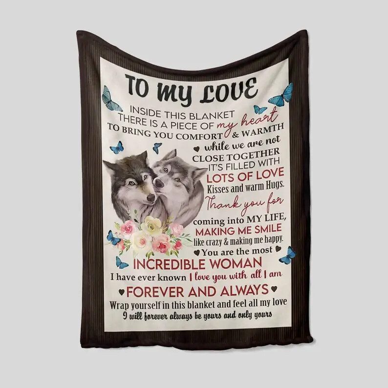 To My Love Blanket.Wolf Blanket.Butterfly Blanket.Rose Blanket.Gift Blanket