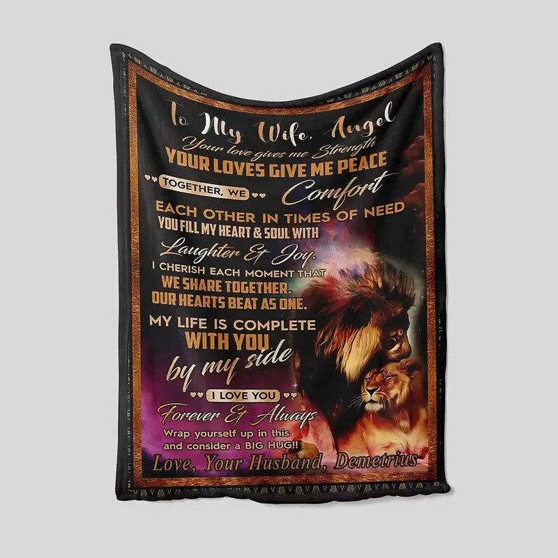To My Wife Blanket.Fire Lion Blanket.Valentines Gift Blanket - Super King - Ettee