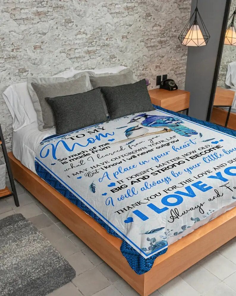 Quilt Blanket for Mom Color Blue - Best Mom Ever Gifts