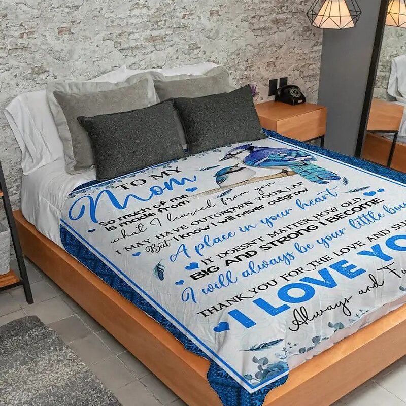 Quilt Blanket for Mom Color Blue - Best Mom Ever Gifts - Super King - Ettee