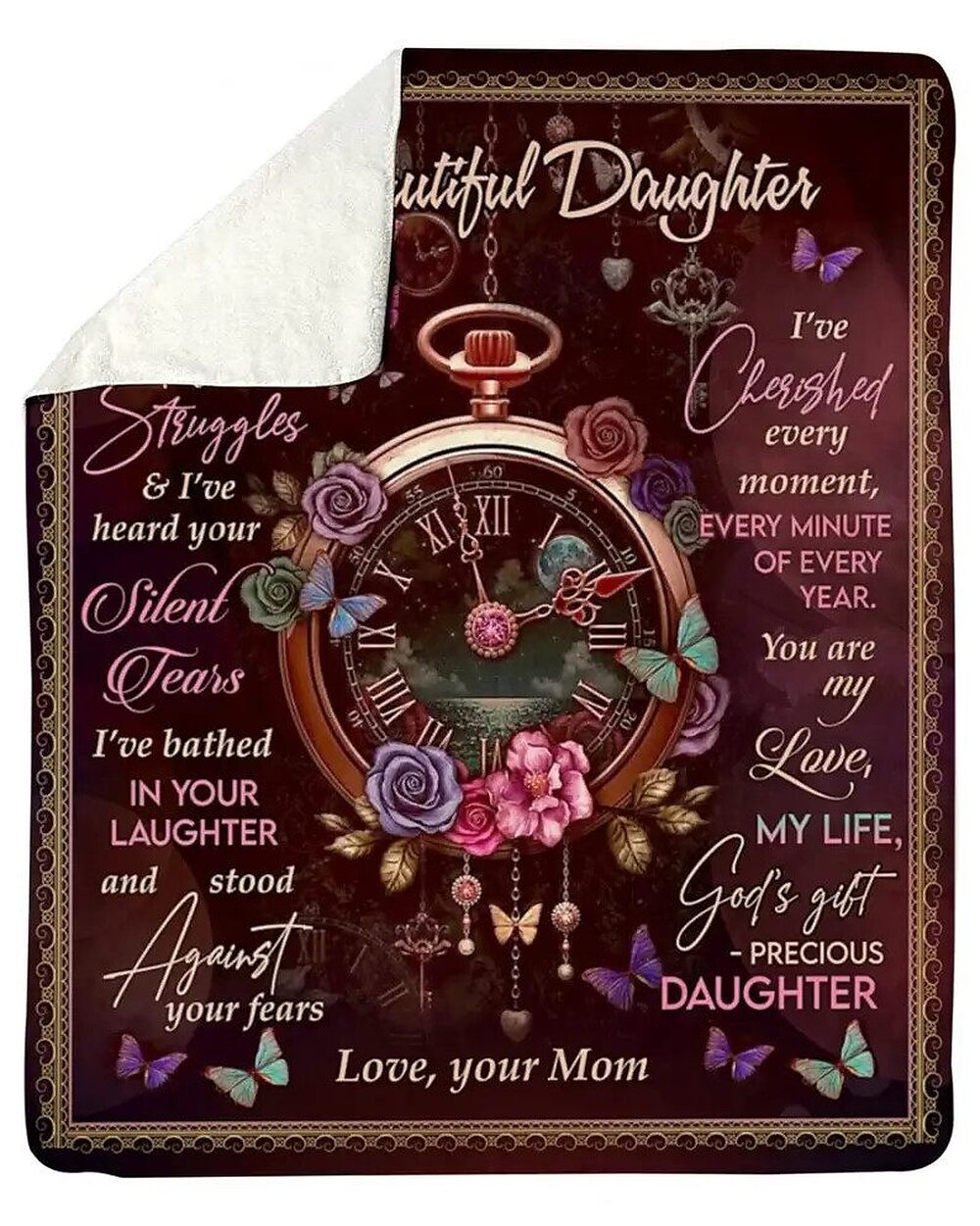 To My Mom Rose Throw Fleece Blanket Gift From Daughter Christmas Birthday Blanket To My Mom Rose Throw Fleece Blanket Gift From Daughter Christmas Birthday Blanket - Ettee - Birthday