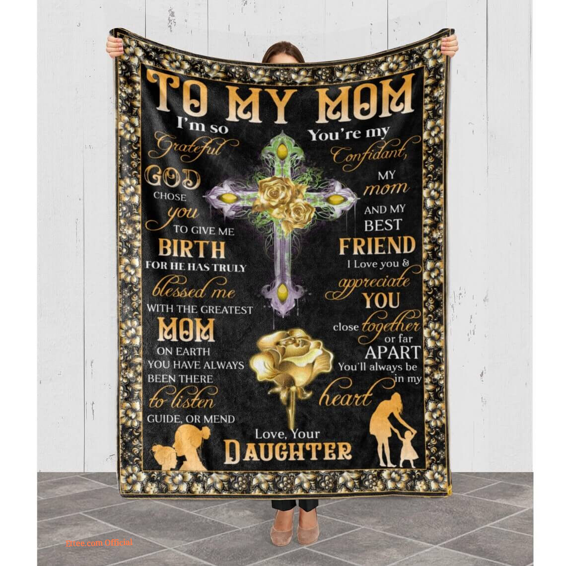 To My Mom Rose Throw Fleece Blanket Gift From Daughter Christmas Birthday Blanket To My Mom Rose Throw Fleece Blanket Gift From Daughter Christmas Birthday Blanket - Ettee - Birthday