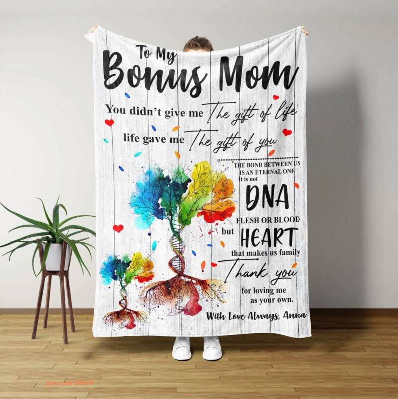My Bonus Mom Blanket.DNA Tree Blanket.Family Blanket.Gift Blanket