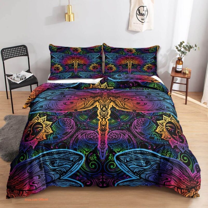 Bohemian Dragonfly Mandala Paisley 3 Piece Bedding Set