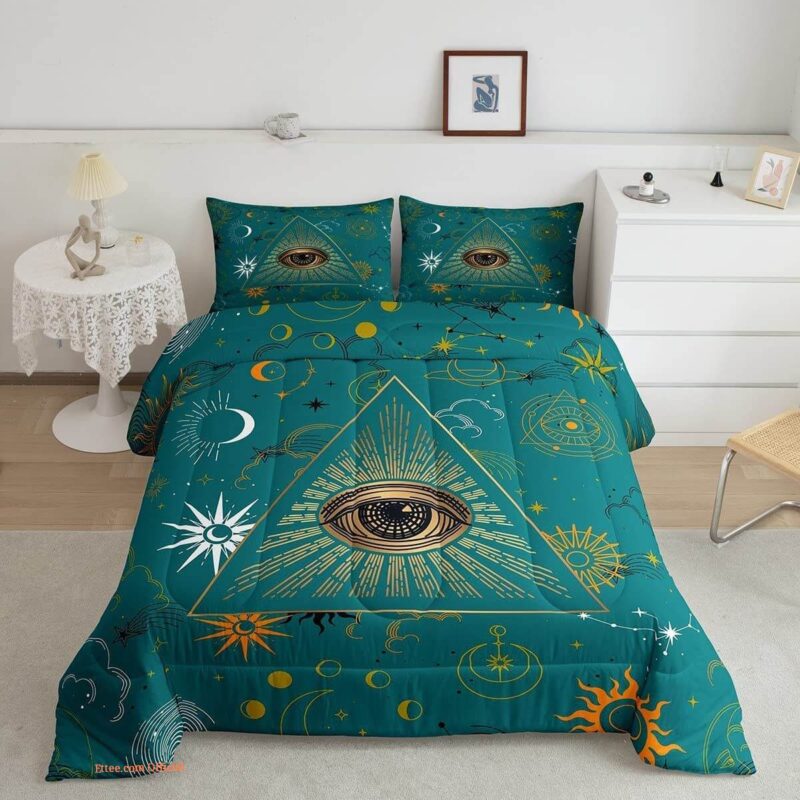 Eye Stars Crescent Comforter Set All Seeing Inner Eye Bedding Set