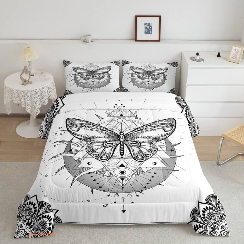 Grey Butterfly Bedding Set. Luxurious Smooth And Durable. Lightweight And Smooth Comfort