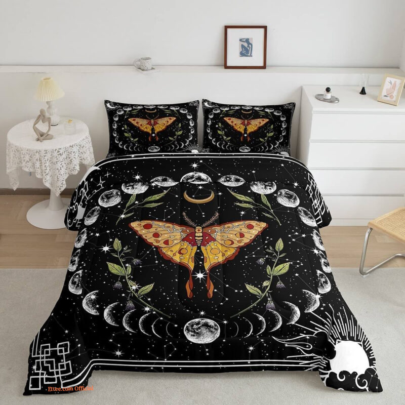 Gold Butterfly Bedding Set Sun and Moon. Luxurious Smooth And Durable