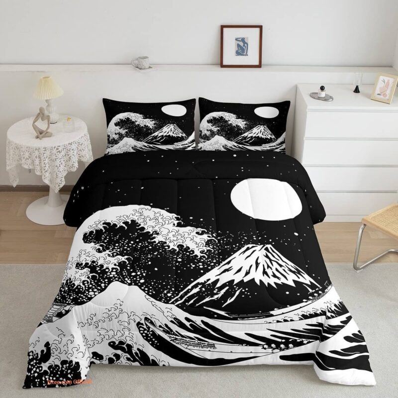 Moon Bedding Set Full Ocean Waves. Luxurious Smooth And Durable