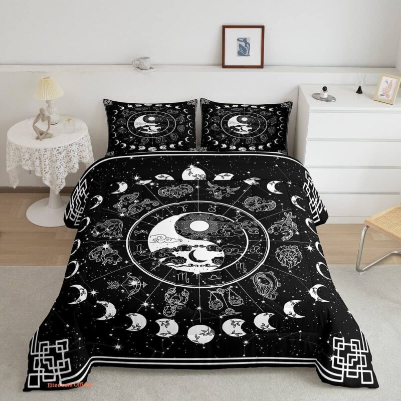 Sun and Moon Comforter Set Full Twelve Constellations Zodiac Bedding Set