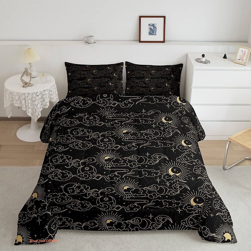 Sun and Moon Comforter Set Mystic Star Bedding Set - King - Ettee