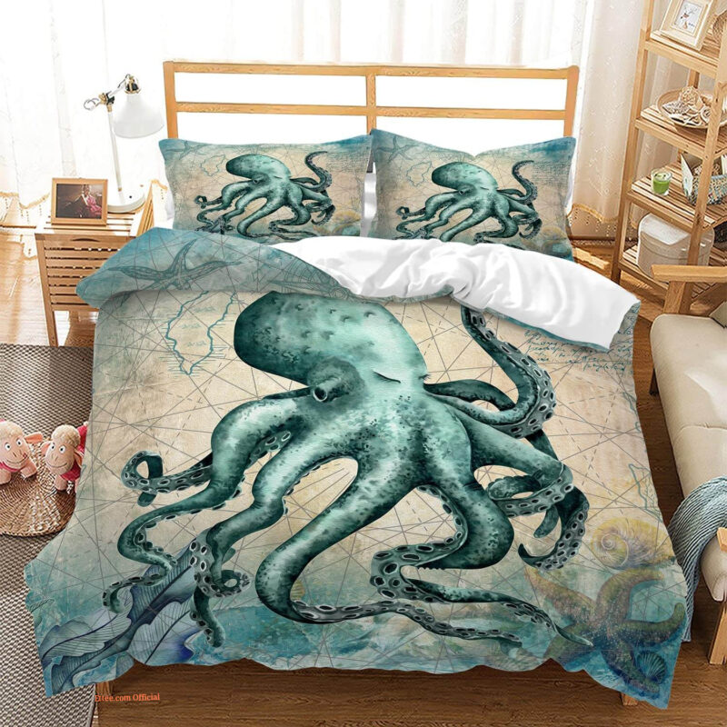 Octopus Sea Animal Mediterranean Style Design Bedding Set