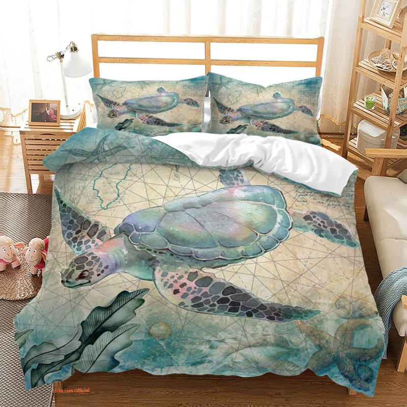 Sea Turtle Ocean Sea Turtle Bedding Set. Luxurious Smooth And Durable