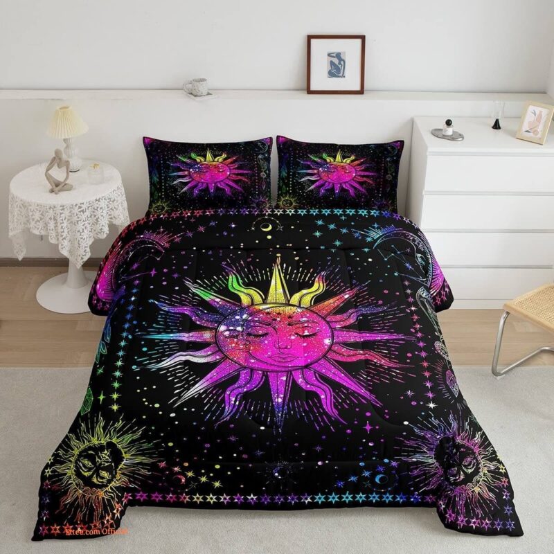 Sun and Moon Psychedelic Mystic Galaxy Bedding Set