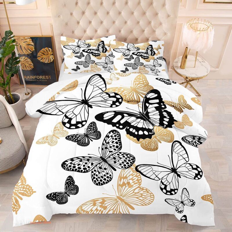Butterfly Comforter Adults Ultra Soft Flying Butterflies Pattern Bedding Sets