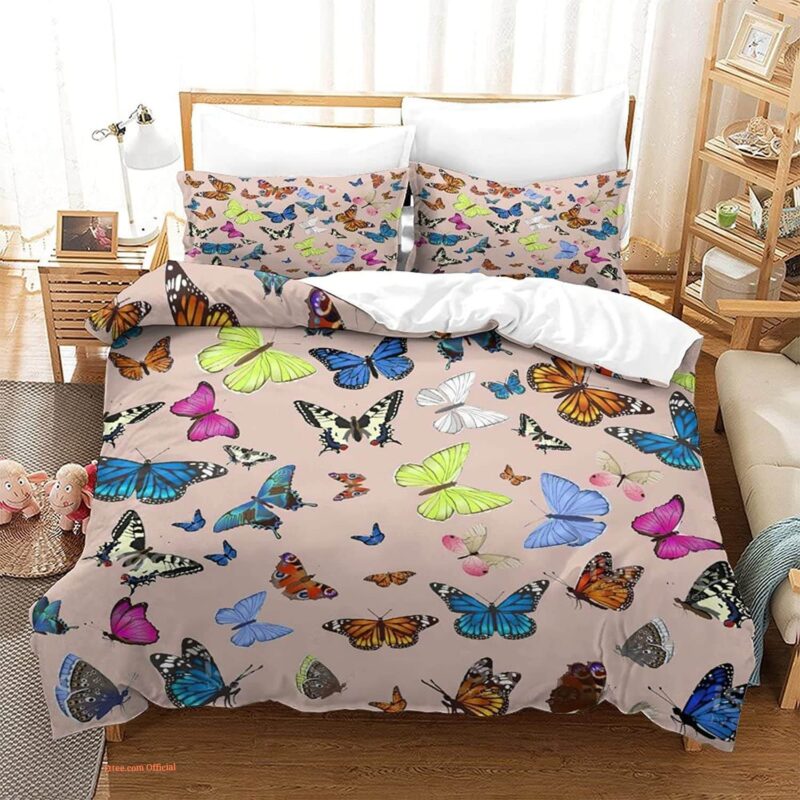 Set Butterfly Bedding Set. Smooth And Durable. Close Stitching.