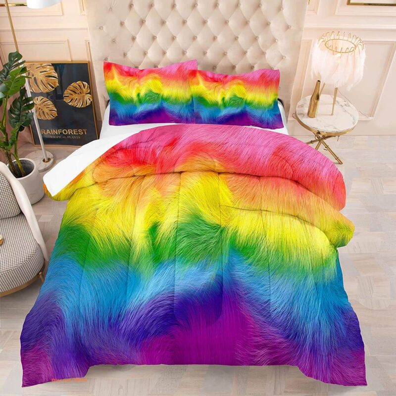 Twin Size Rainbow Comforter Colorful Comforter Rainbow Bedding Set