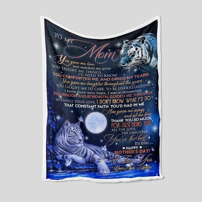 To My Mom Blanket Tiger Moon Butterfly Quilt Blanket - Super King - Ettee