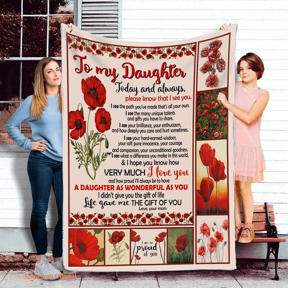 To My Mom Rose Throw Fleece Blanket Gift From Daughter Christmas Birthday Blanket - Ettee - Birthday