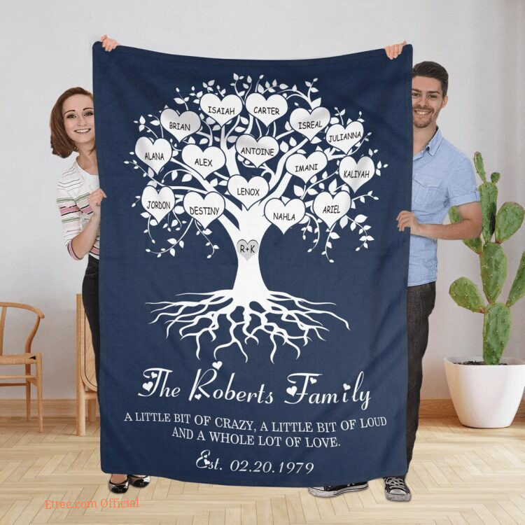 Family Heart Tree With Children Quilt Blanket. Light And Durable. Soft To Touch