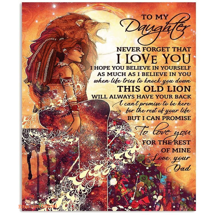Dad To Daughter Lion Quilt Blanket – Gift For Daughter