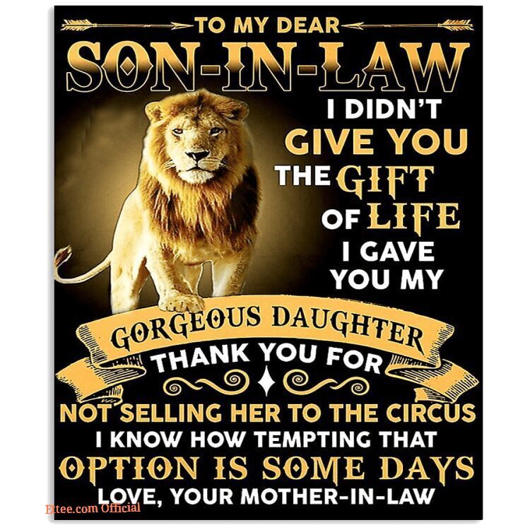 Dear Son In Law From Mother In Law Lion Quilt Blanket