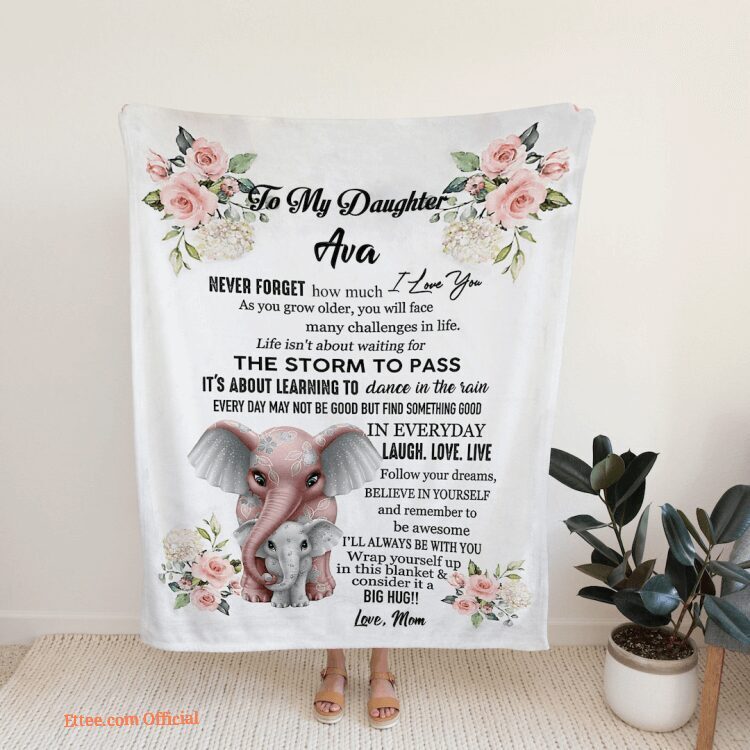 To My Daughter Quilt Blanket Elephant. Light And Durable. Soft To Touch